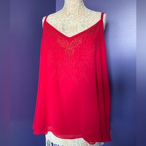 EUC Torrid Double-Layer Sheer Tank with Embriodery Pink Plus Size 3X